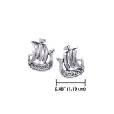 Nordic Ship Sterling Silver Post Earrings TE842 - DiveSilver Jewelry